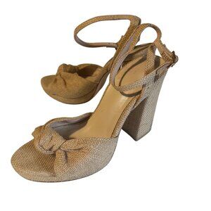 LPA Alessia buckle tan canvas heels size 7